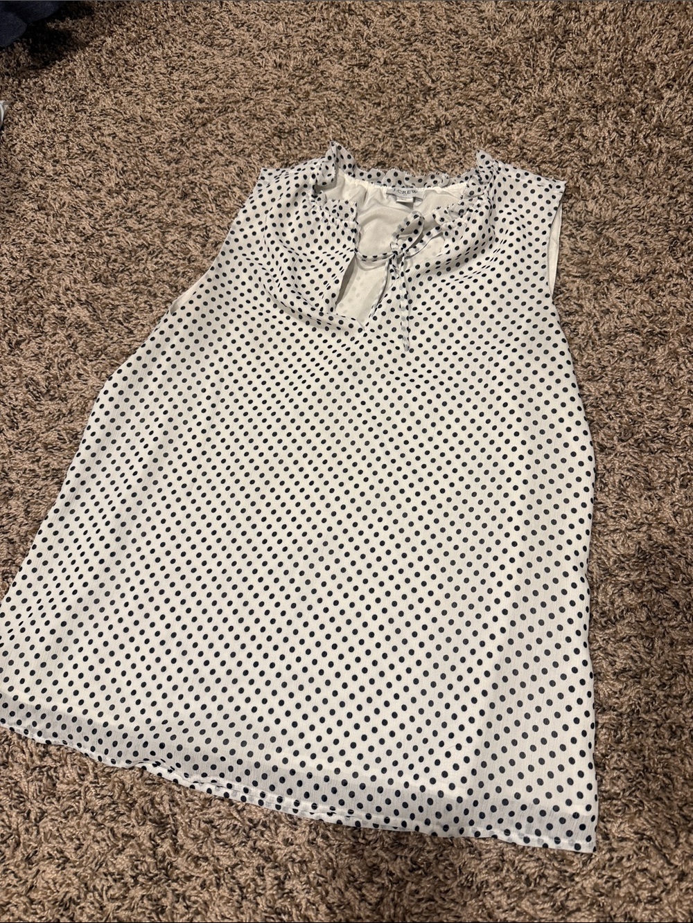 J. Crew Factory White Polka Dot Sleeveless Tie-Front Camisole